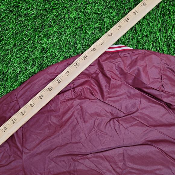 Vintage 80s MOD Varsity Jacket Women XL 25x23 Burgundy Baggy - Picture 3 of 12